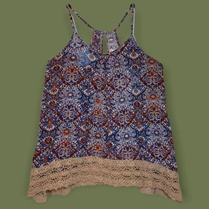 Mossimo Supply Co Abstract Flowy Lace Crotchet Tank Top Blouse Spaghetti Strap